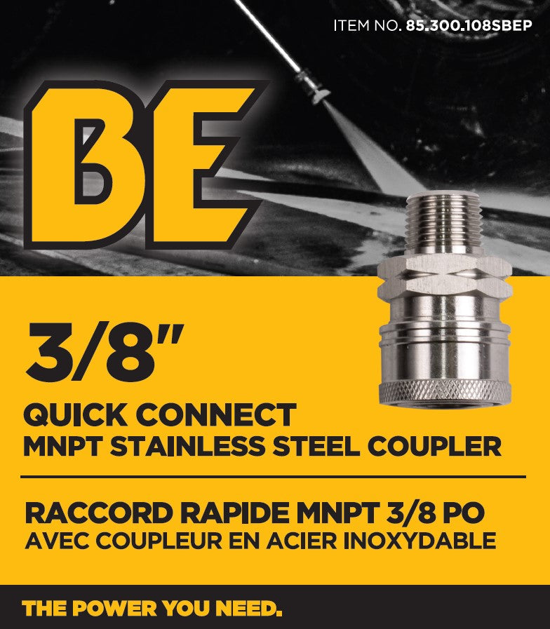 COUPLEUR; 3/8"QCx3/8"MNPT, SS, EN BOÎTE