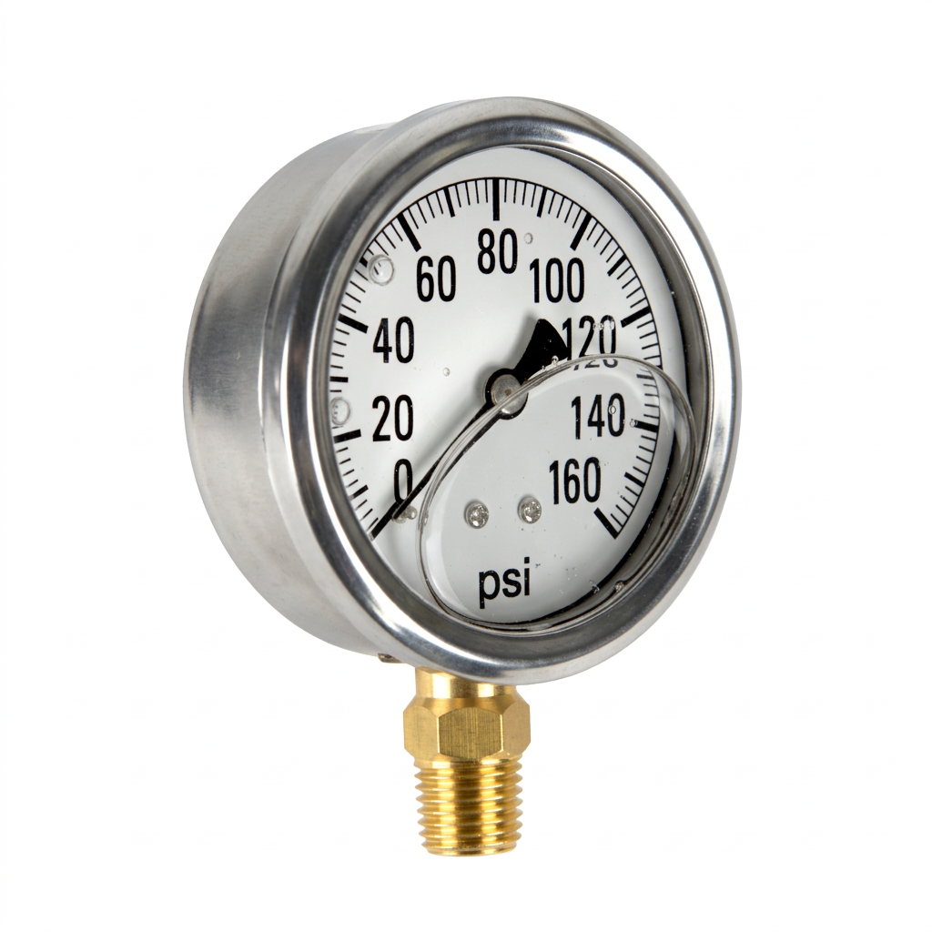 Brass Glycerin Gauge 2-1/2" Dial 1/4" MNPT 160 PSI