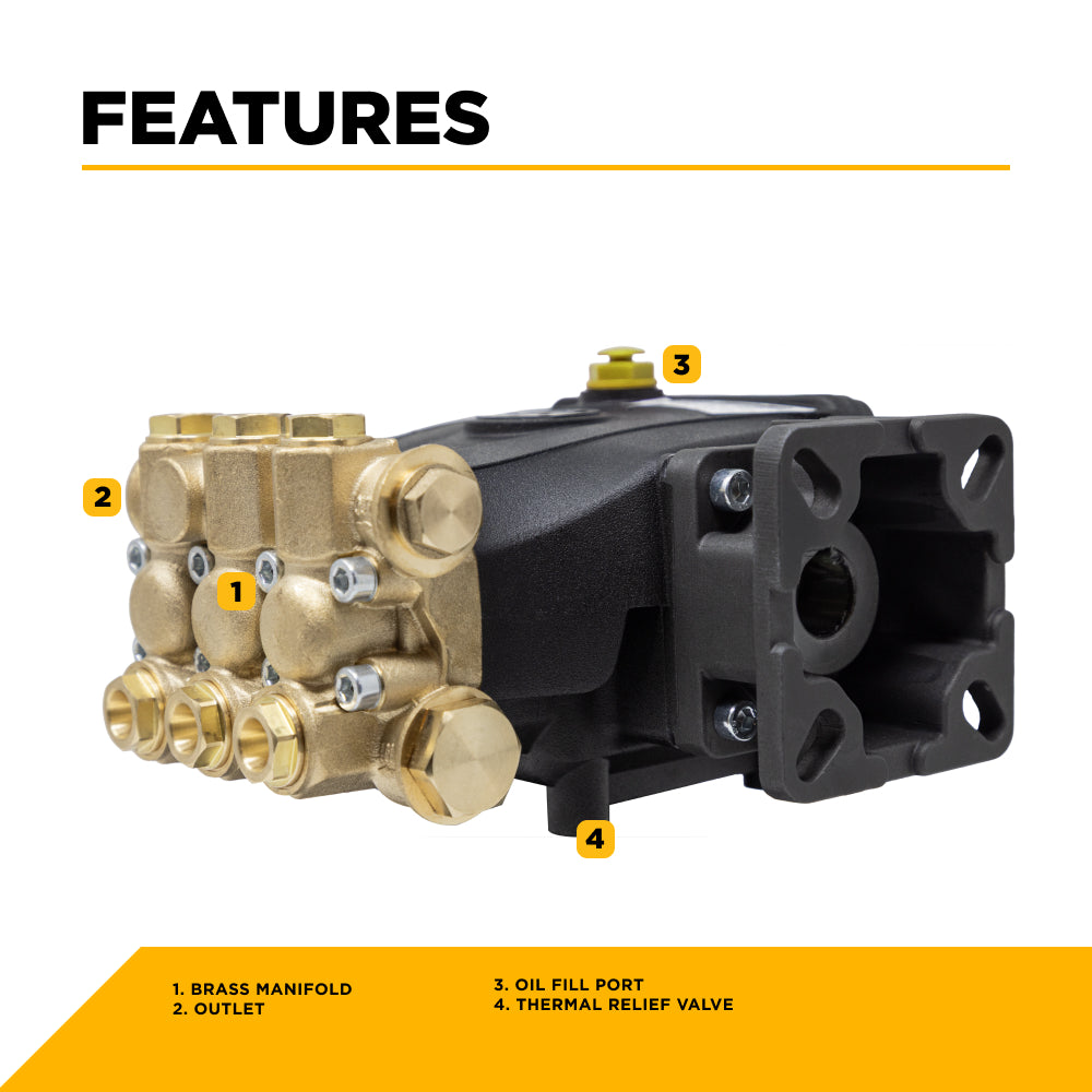 Centurion P3+ Direct Drive Triplex 3100PSI 3.1GPM Pressure Washer Pump - 85.129.105B