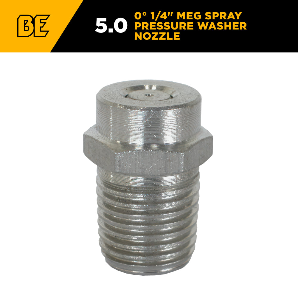 0° 1/4" MEG Spray Pressure Washer Nozzle - 5.0 Orifice
