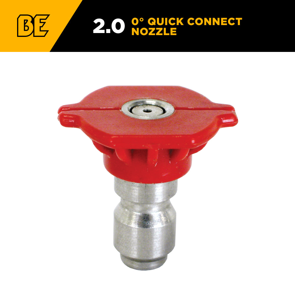 0° Quick Connect Pressure Washer Spray Red Nozzle - 2.0 Orifice