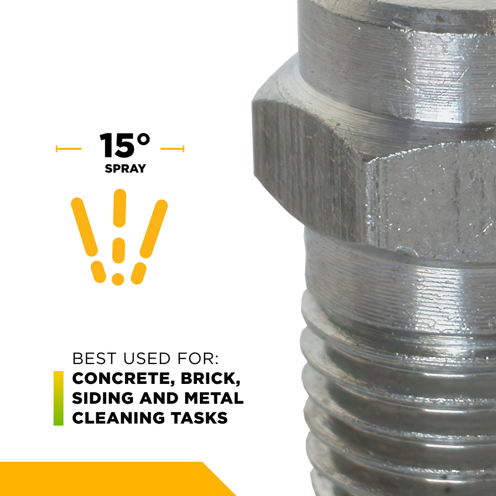 15° 1/4" MEG Spray Pressure Washer Nozzle - 4.0 Orifice