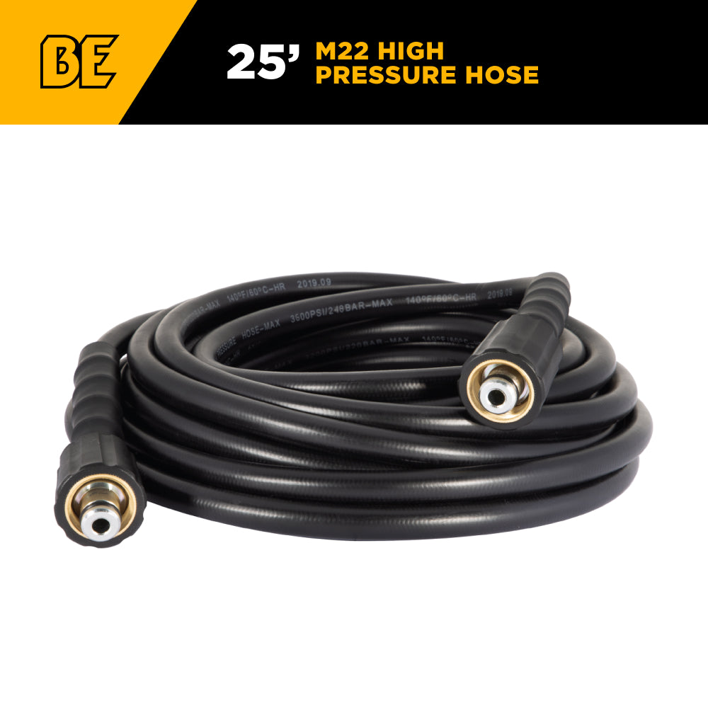 25' 1/4" Pressure Washer Hose for M22 Fitting