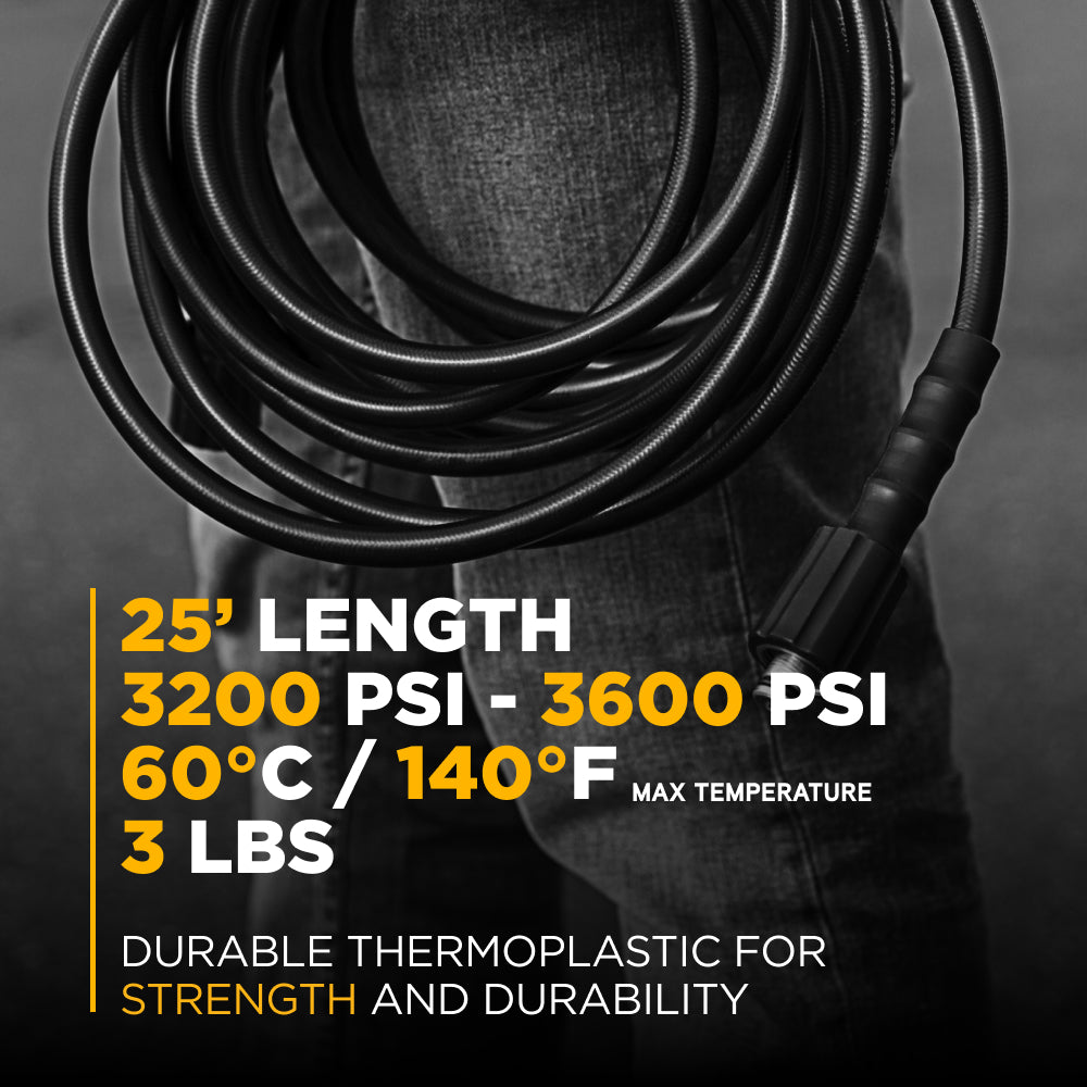 25' 1/4" Pressure Washer Hose for M22 Fitting