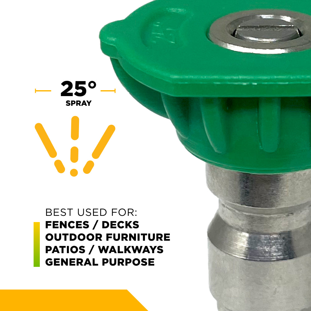 25° Quick Connect Spray Pressure Washer Green Nozzle - 4.5 Orifice