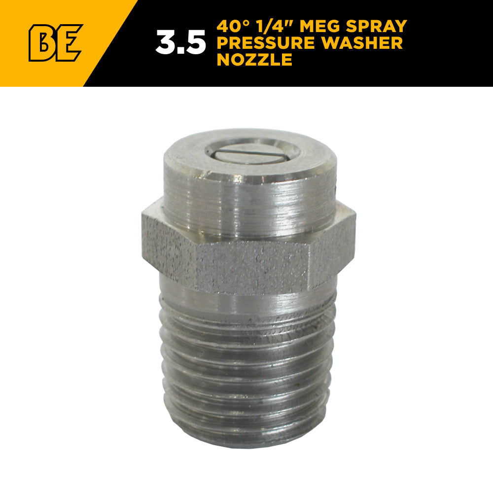 40° 1/4" MEG Spray Pressure Washer Nozzle - 3.5 Orifice