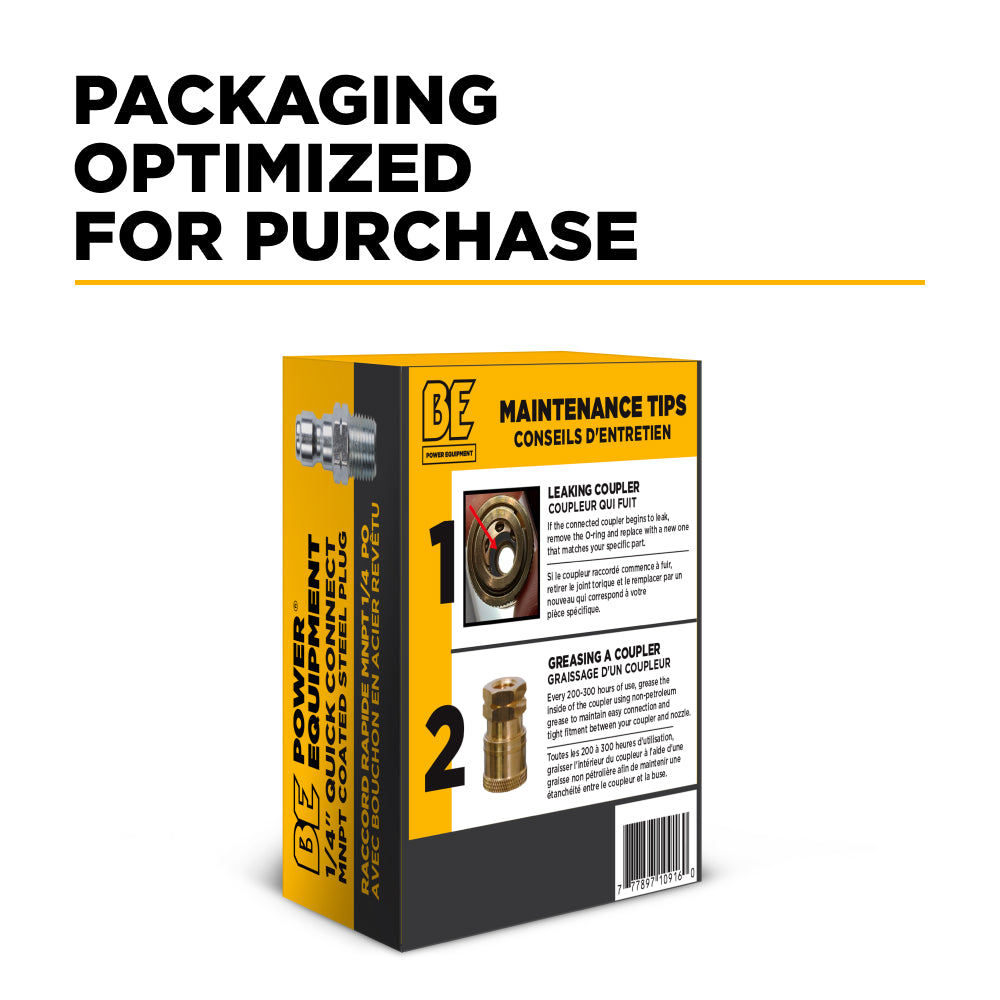 Raccord rapide MNPT 1/4" en acier revêtu