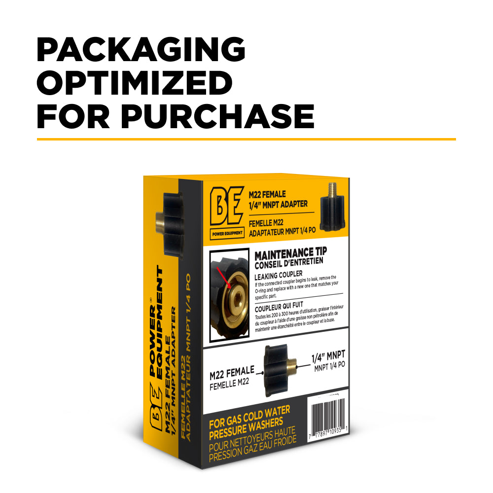 1/4" Female M22 MNPT Adapter Fitting - Retail Ready Packaging