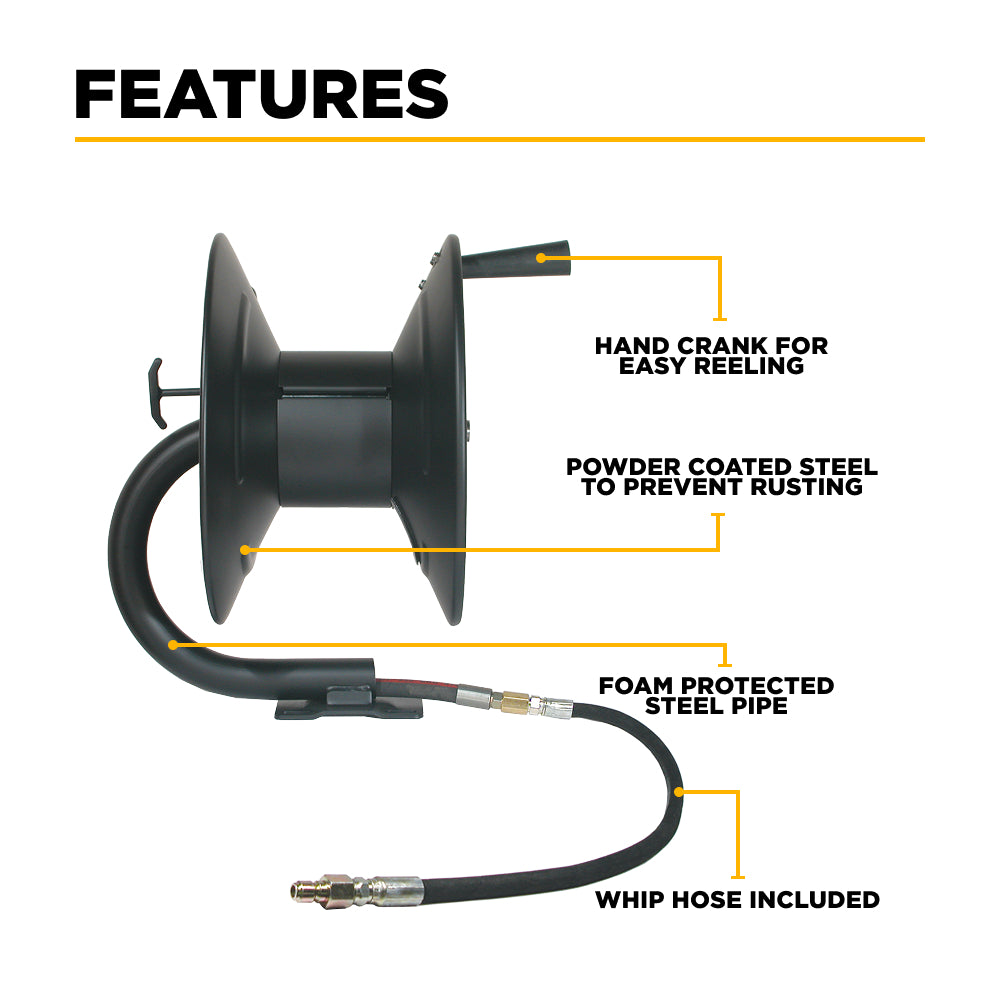 100' High Pressure Hose Reel Kit with Whip Hose