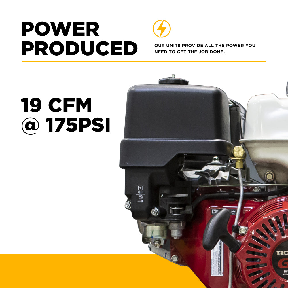 Compresseur d'air à gaz/soudeur/générateur 19 CFM à 175 PSI avec moteur Honda GX390