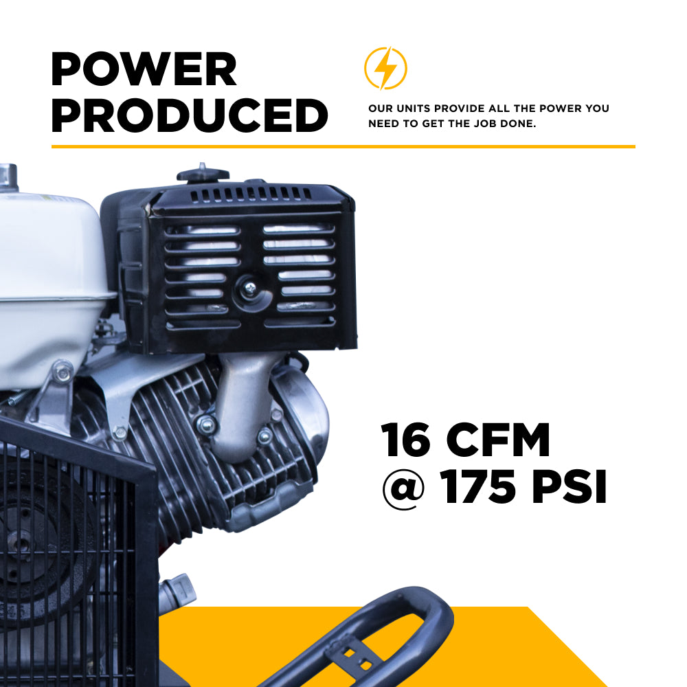 Compresseur/générateur d'air à gaz de 16 pi3/min à 175 psi avec moteur Honda GX390