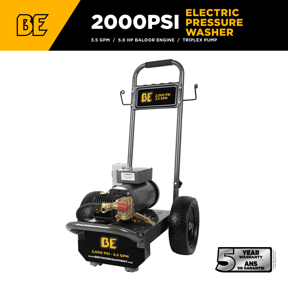 2,000 PSI 3.5 GPM 5.0 HP Electric Pressure Washer with Baldor Motor and General Triplex Pump - B205EG