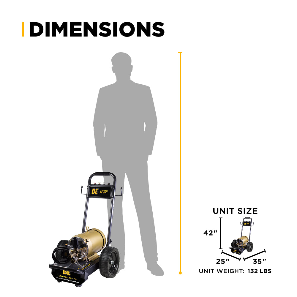 2,700 PSI 3.5 GPM 7.5 HP Electric Pressure Washer with Baldor Motor and AR Triplex Pump - B2775E3AHE