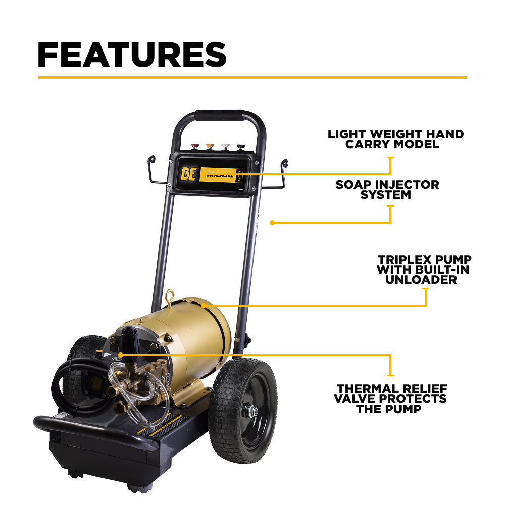 Nettoyeur haute pression électrique de 2 700 PSI - 3,5 GPM avec moteur Baldor et pompe AR Triplex