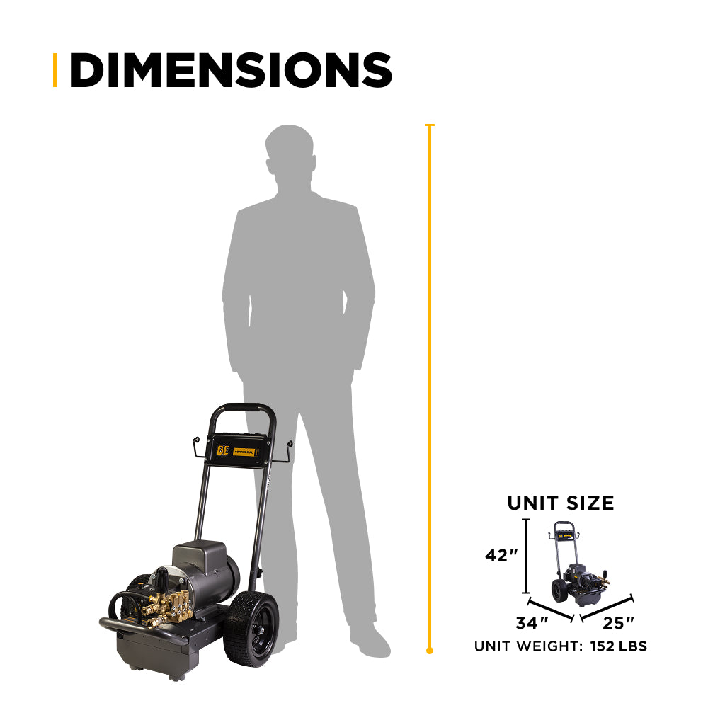 Nettoyeur haute pression électrique de 2 700 PSI - 3,5 GPM avec moteur Baldor et pompe AR Triplex