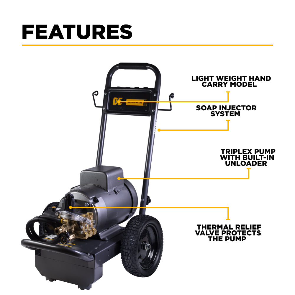 Nettoyeur haute pression électrique de 2 700 PSI - 3,5 GPM avec moteur Baldor et pompe AR Triplex