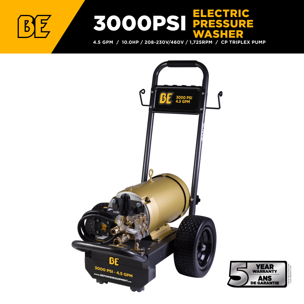3,000 PSI 4.5 GPM 10 HP Electric Pressure Washer with Baldor Motor and AR Triplex Pump - B3010E34AHE