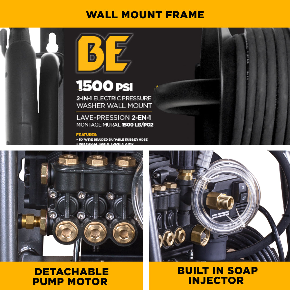 Nettoyeur haute pression électrique de 1 500 PSI - 1,6 GPM avec moteur Powerease et pompe Triplex