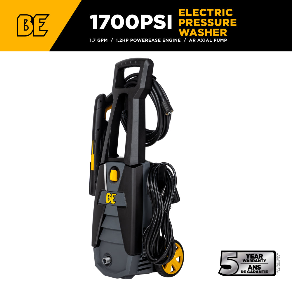 Nettoyeur haute pression électrique de 1 700 PSI - 1,7 GPM avec moteur Powerease et pompe axiale AR