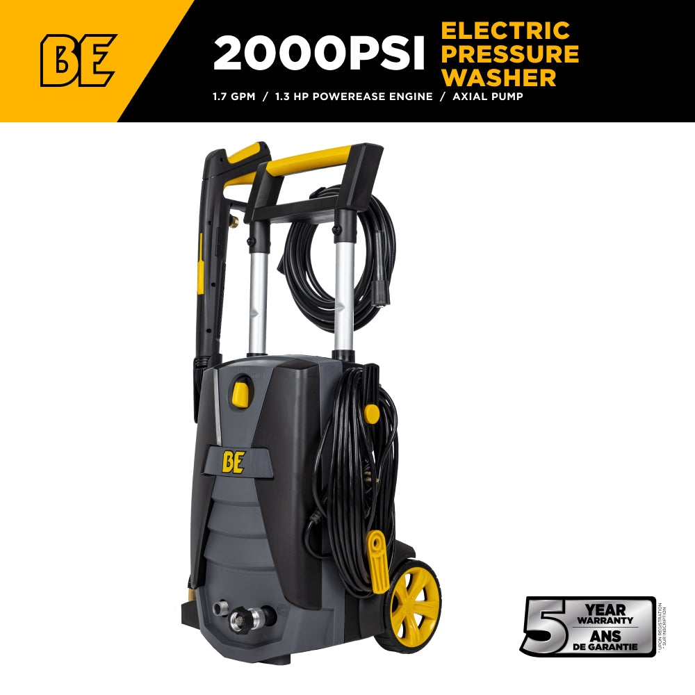 Nettoyeur haute pression électrique 2 000 PSI - 1,7 GPM avec moteur Powerease et pompe axiale AR