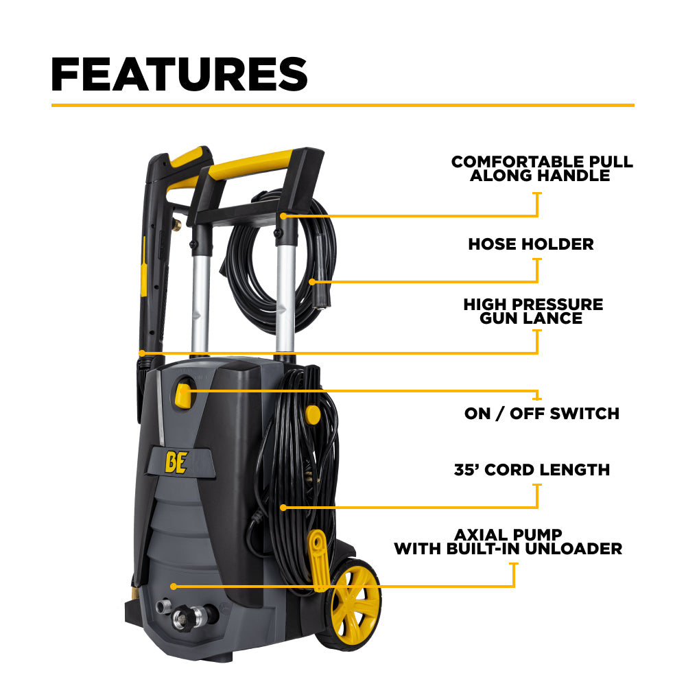 Nettoyeur haute pression électrique 2 000 PSI - 1,7 GPM avec moteur Powerease et pompe axiale AR