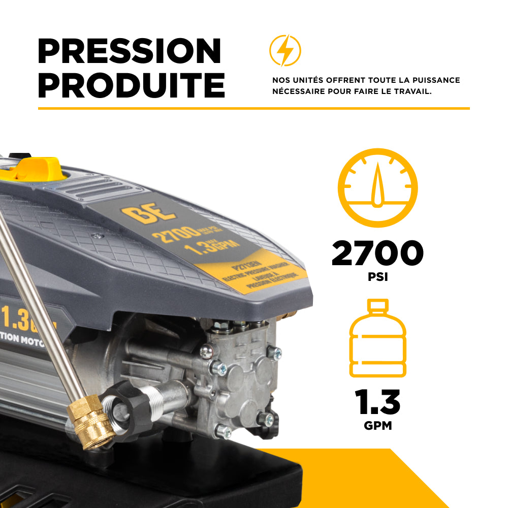 Nettoyeur haute pression électrique 2 700 PSI - 1,3 GPM avec pompe axiale AR