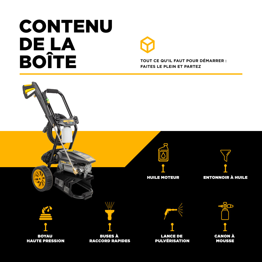 Nettoyeur haute pression électrique 2 700 PSI - 1,3 GPM avec pompe axiale AR