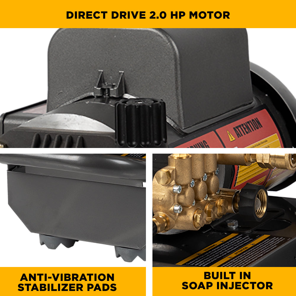 1,500 PSI 2.0 GPM Electric Pressure Washer with Baldor Motor and AR Triplex Pump - PE-1520EW1A