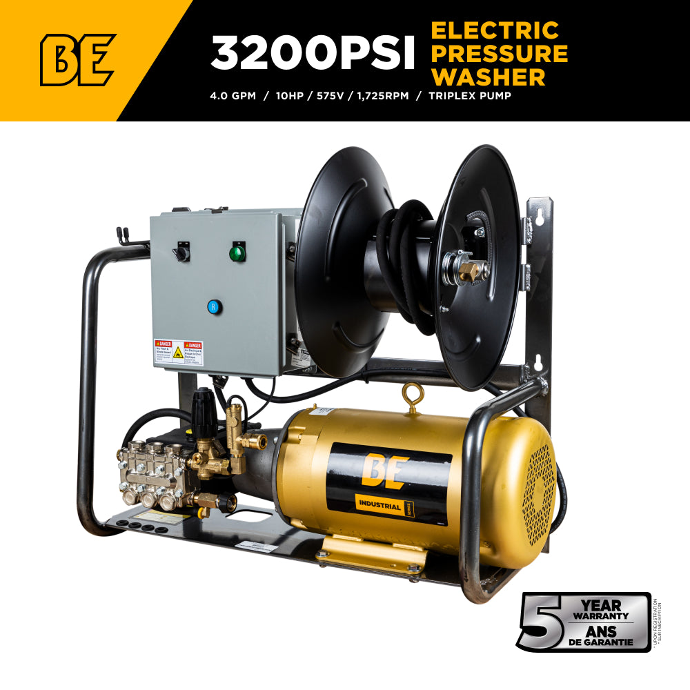 3,200 PSI 4.0 GPM 10 HP Electric Pressure Washer with 10 HP - 3 Phase Baldor Motor and General Triplex Pump - X-3010FW3GENHT