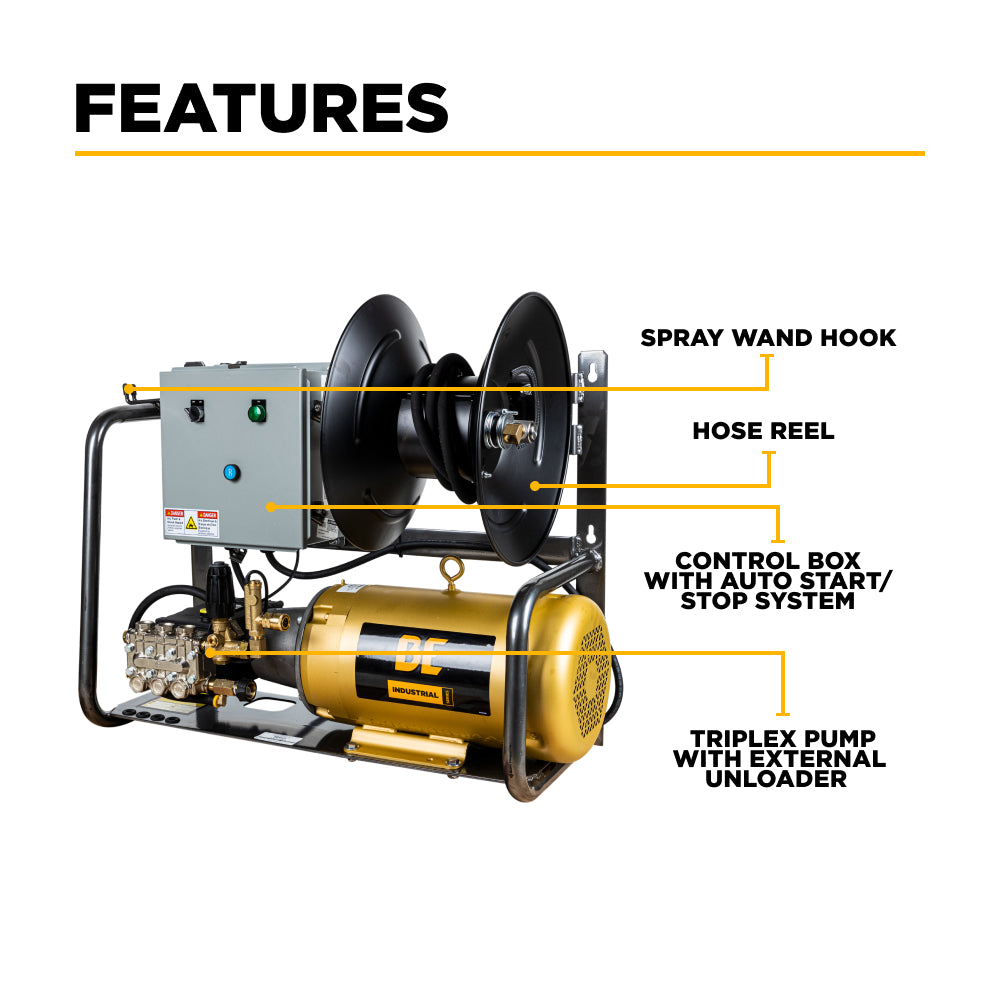 3,200 PSI 4.0 GPM 10 HP Electric Pressure Washer with 10 HP - 3 Phase Baldor Motor and General Triplex Pump - X-3010FW3GENHT