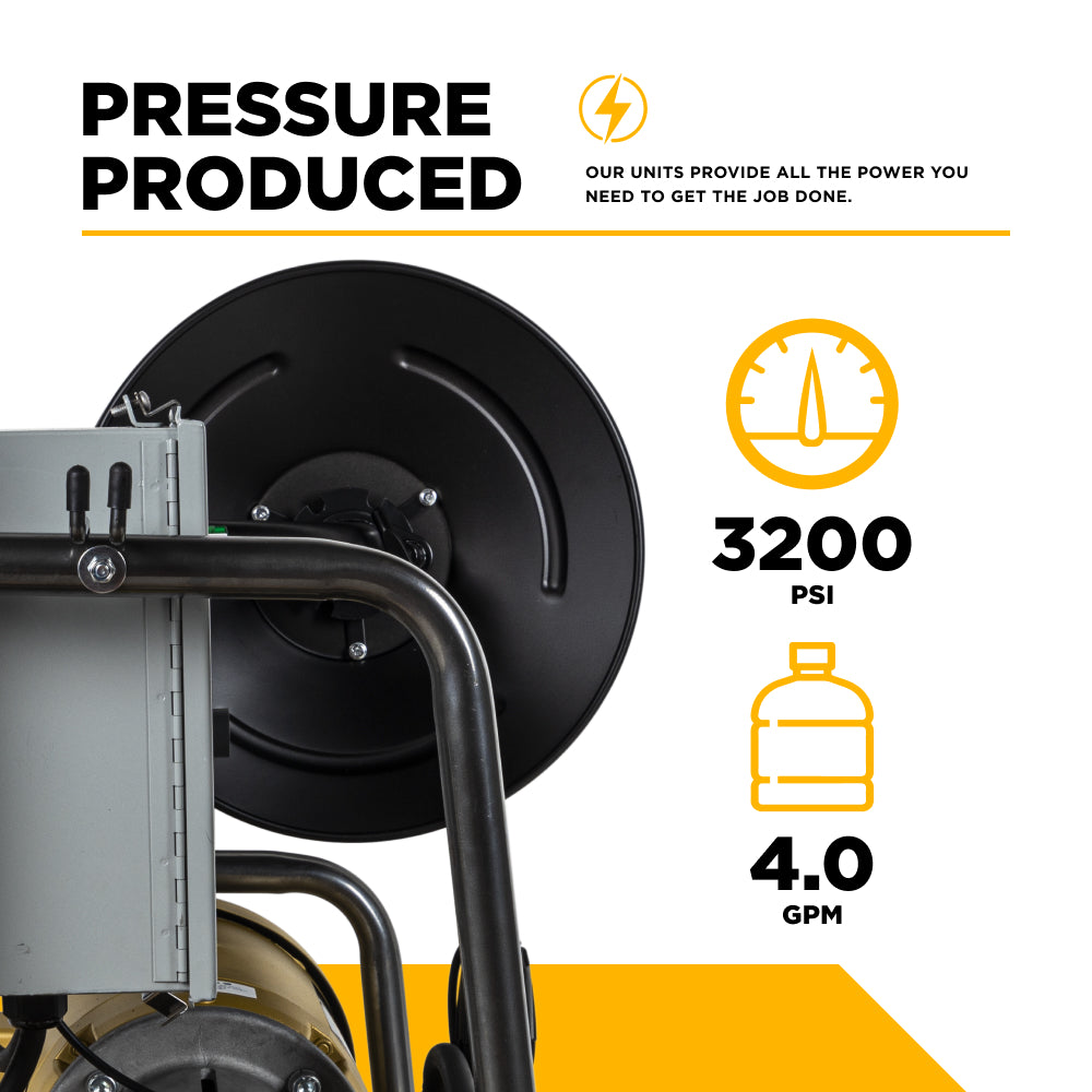 3,200 PSI 4.0 GPM 10 HP Electric Pressure Washer with 10 HP - 3 Phase Baldor Motor and General Triplex Pump - X-3010FW3GENHT