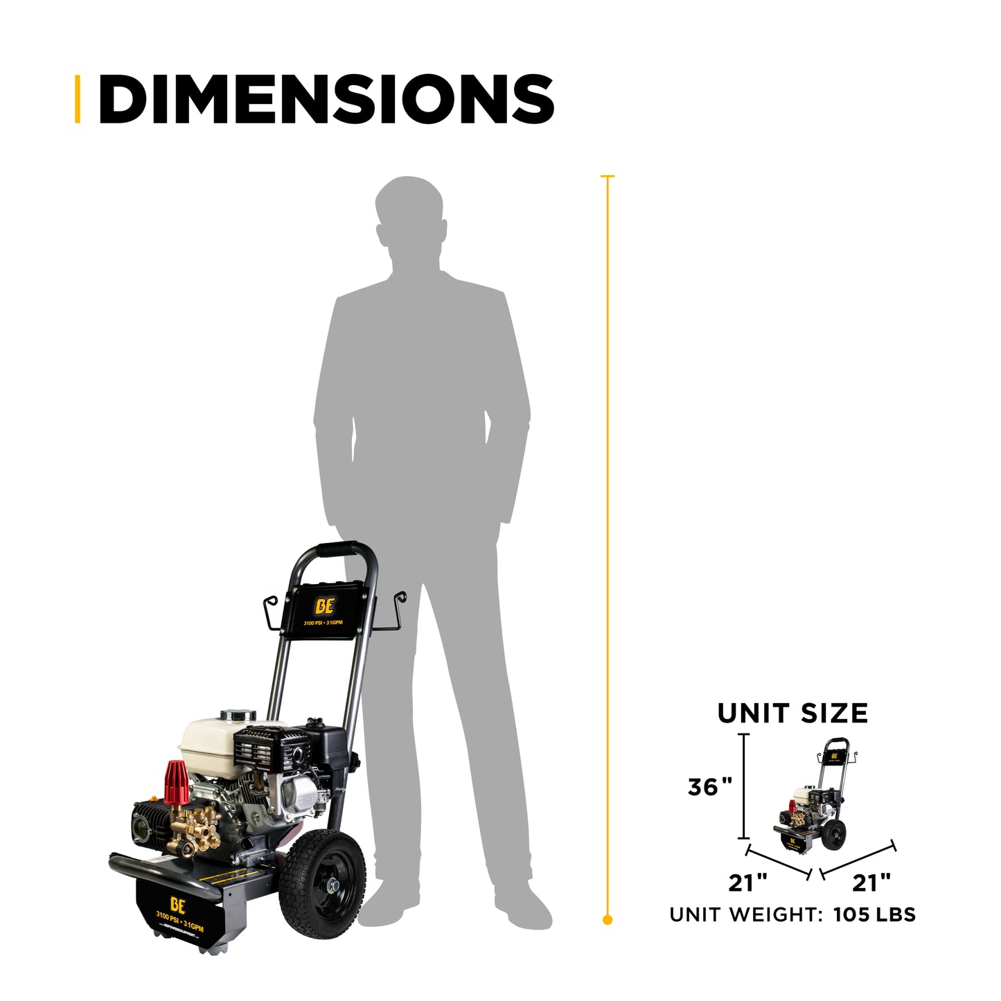 3,100 PSI 3.1 GPM Cold Water Gas Pressure Washer - B3165HC