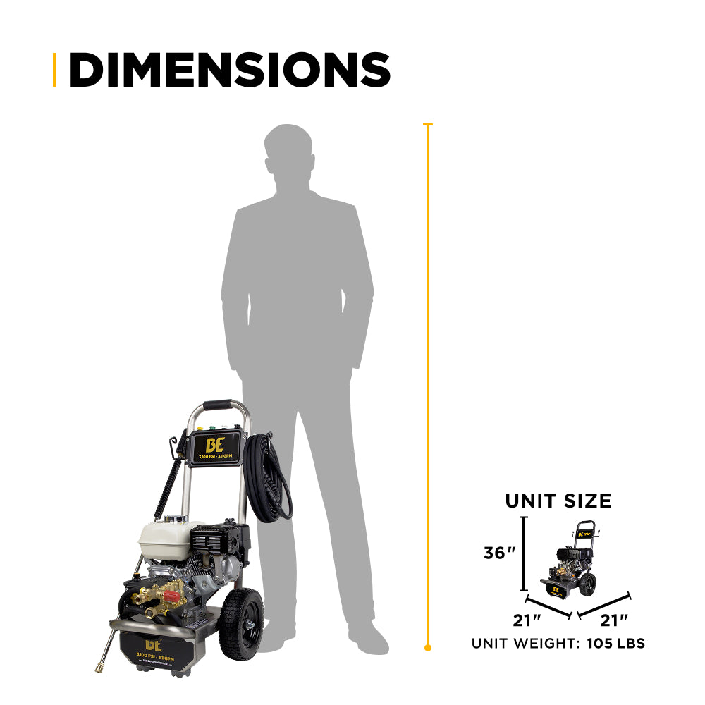 3,100 PSI 3.1 GPM Cold Water Gas Pressure Washer - B3165HSAS