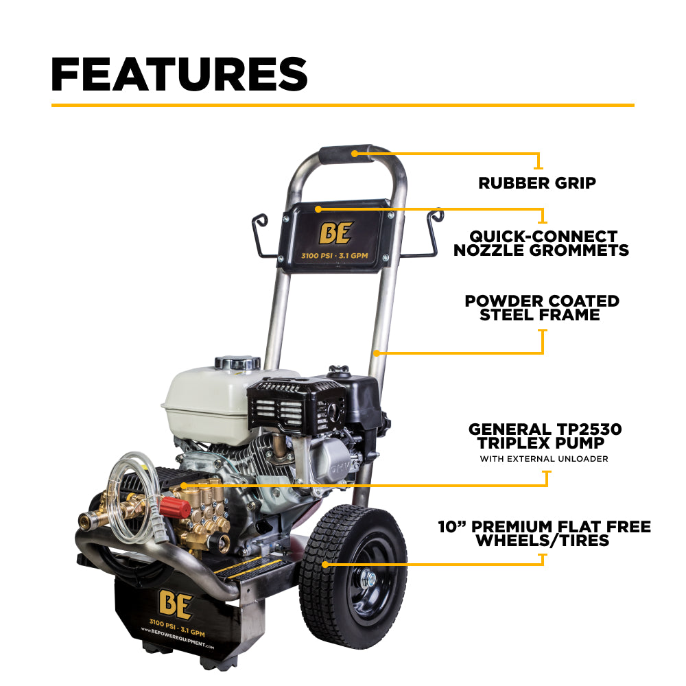 3,100 PSI 3.1 GPM Cold Water Gas Pressure Washer - B3165HSGS