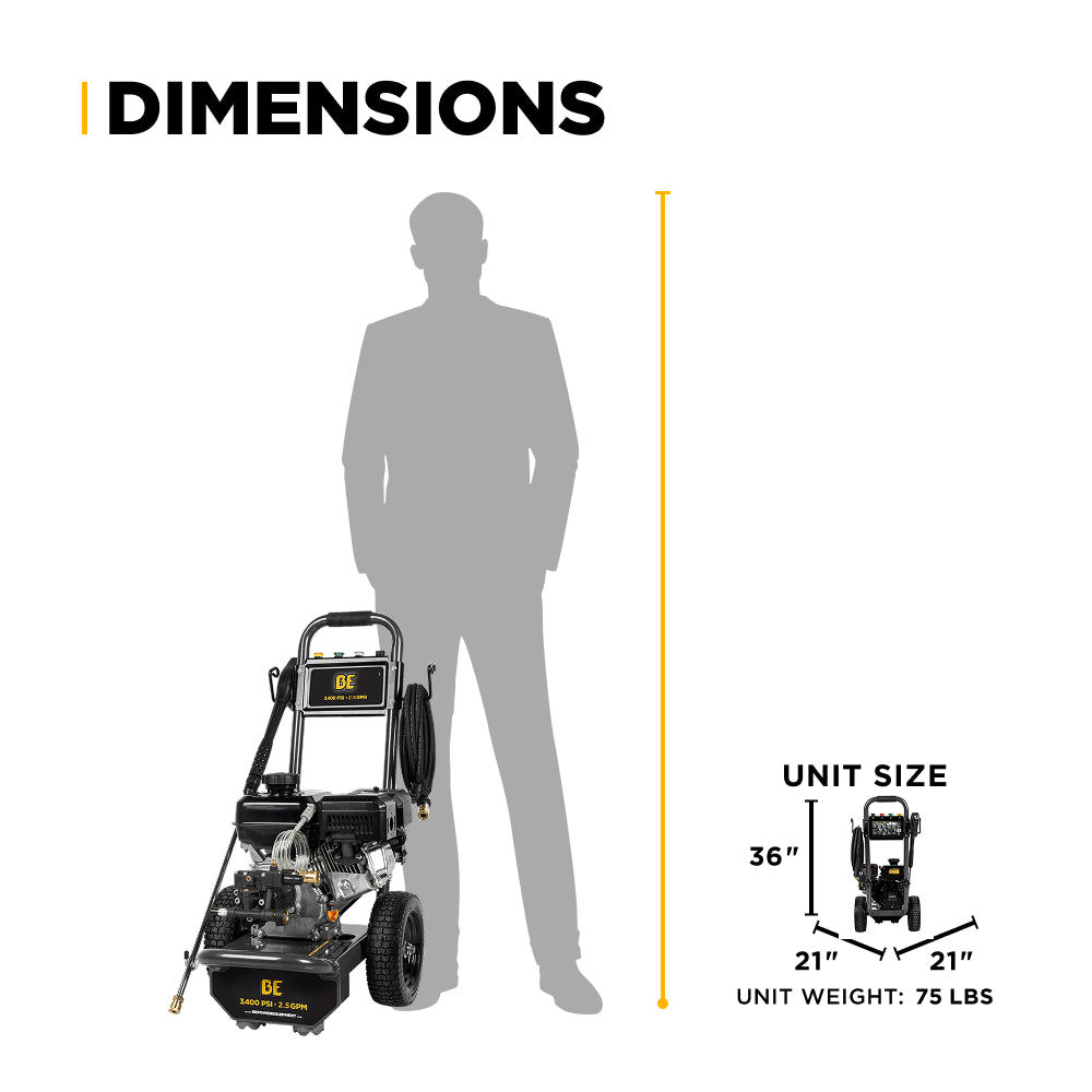 3,400 PSI 2.5 GPM Cold Water Gas Pressure Washer - B3475PX