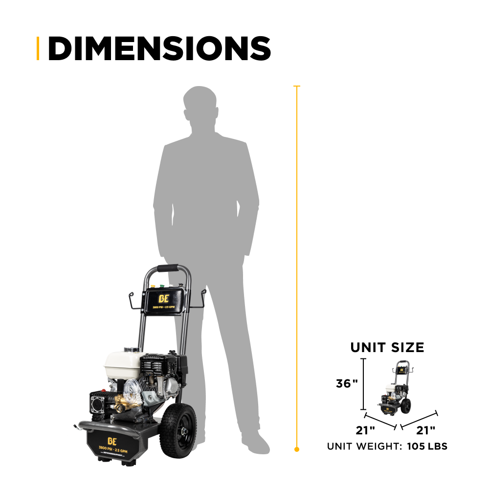 3,800 PSI 2.5 GPM Cold Water Gas Pressure Washer - B3865HA