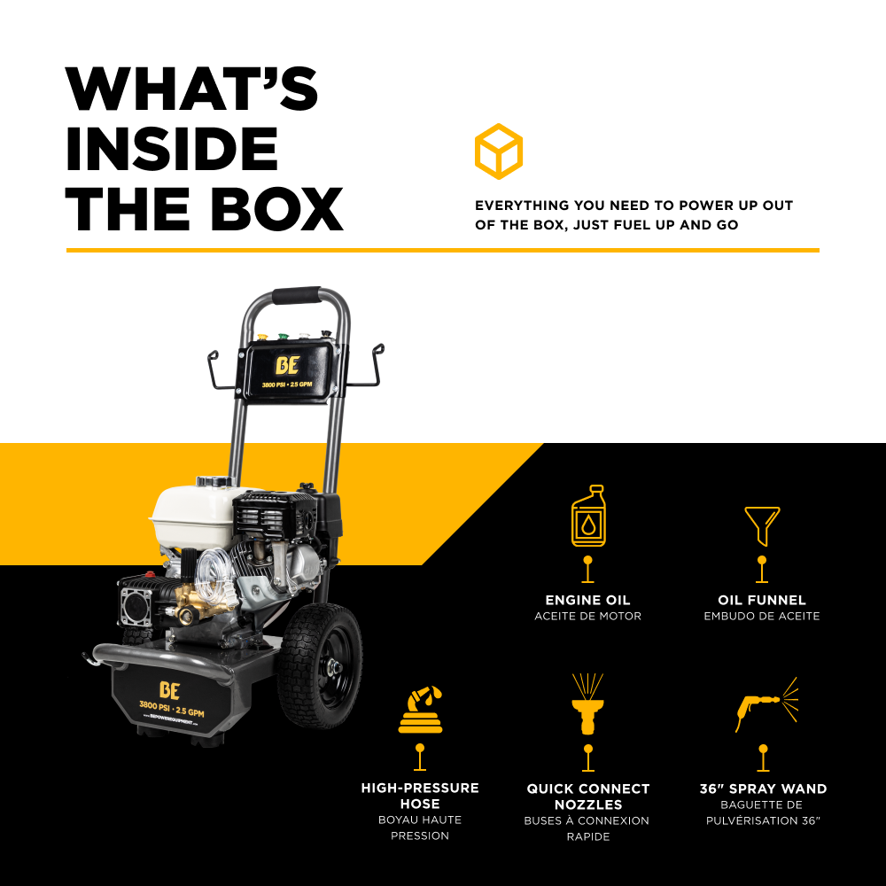 3,800 PSI 2.5 GPM Cold Water Gas Pressure Washer - B3865HA