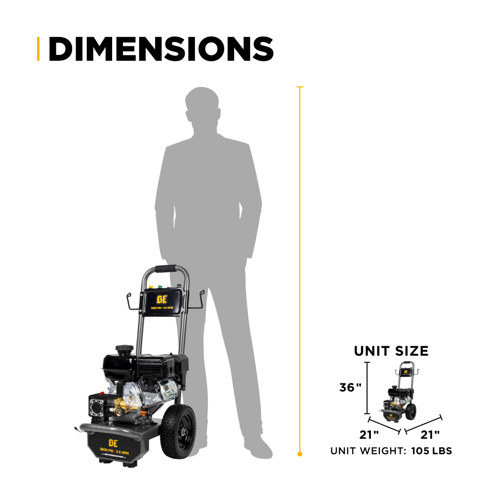 3,800 PSI 2.5 GPM Cold Water Gas Pressure Washer - B3875PA