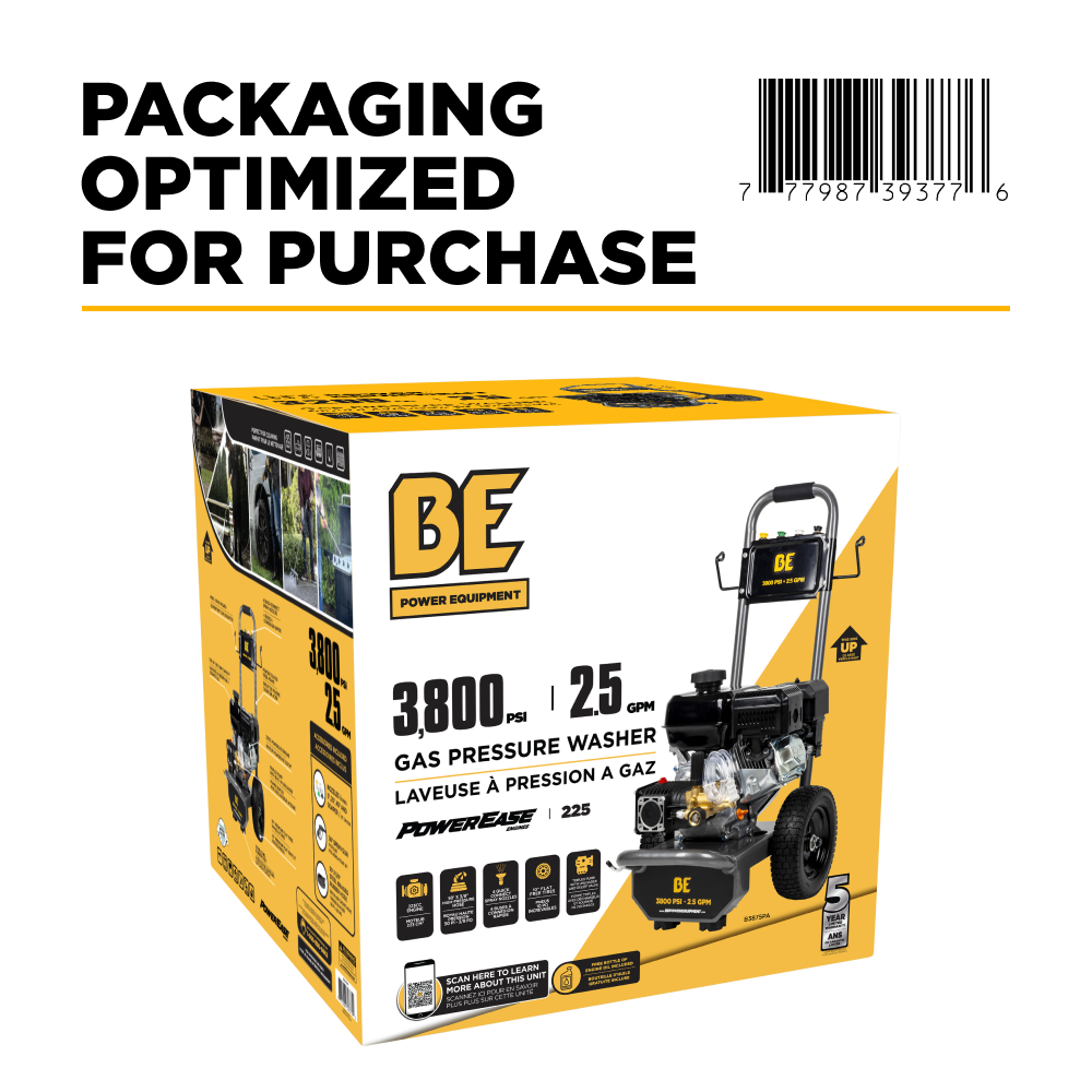 3,800 PSI 2.5 GPM Cold Water Gas Pressure Washer - B3875PA