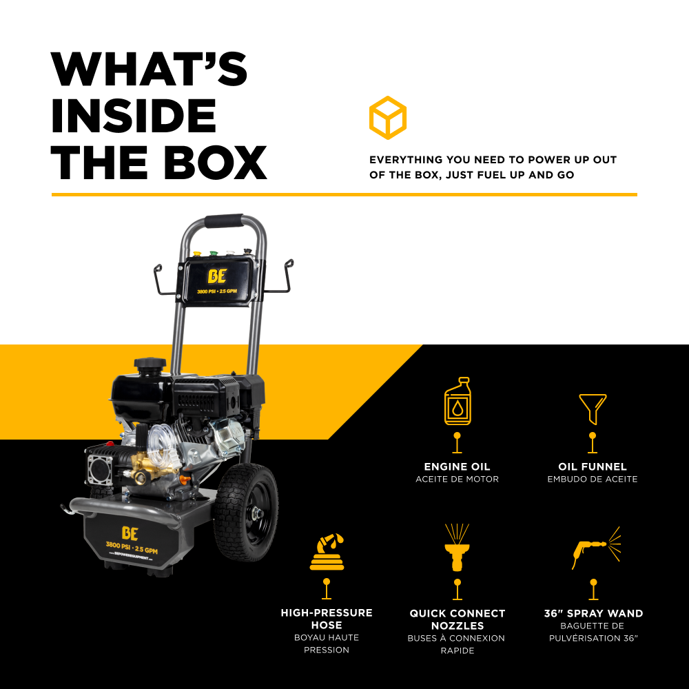 3,800 PSI 2.5 GPM Cold Water Gas Pressure Washer - B3875PA