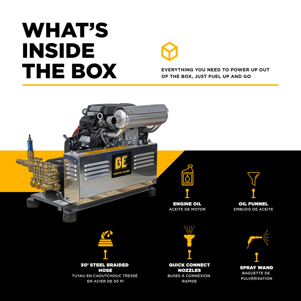 4,000 PSI 8.2 GPM Cold Water Gas Pressure Washer - B4024HETBGS