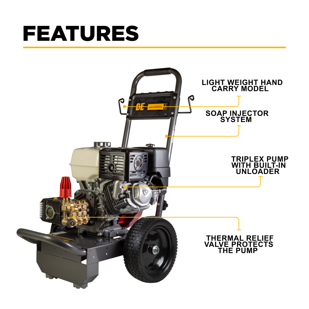 Nettoyeur haute pression à essence de 4 200 PSI - 4,0 GPM avec moteur Honda GX390 et pompe Comet Triplex