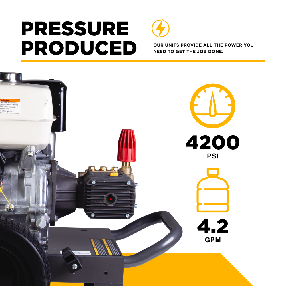 Nettoyeur haute pression à essence de 4 200 PSI - 4,0 GPM avec moteur Honda GX390 et pompe Comet Triplex