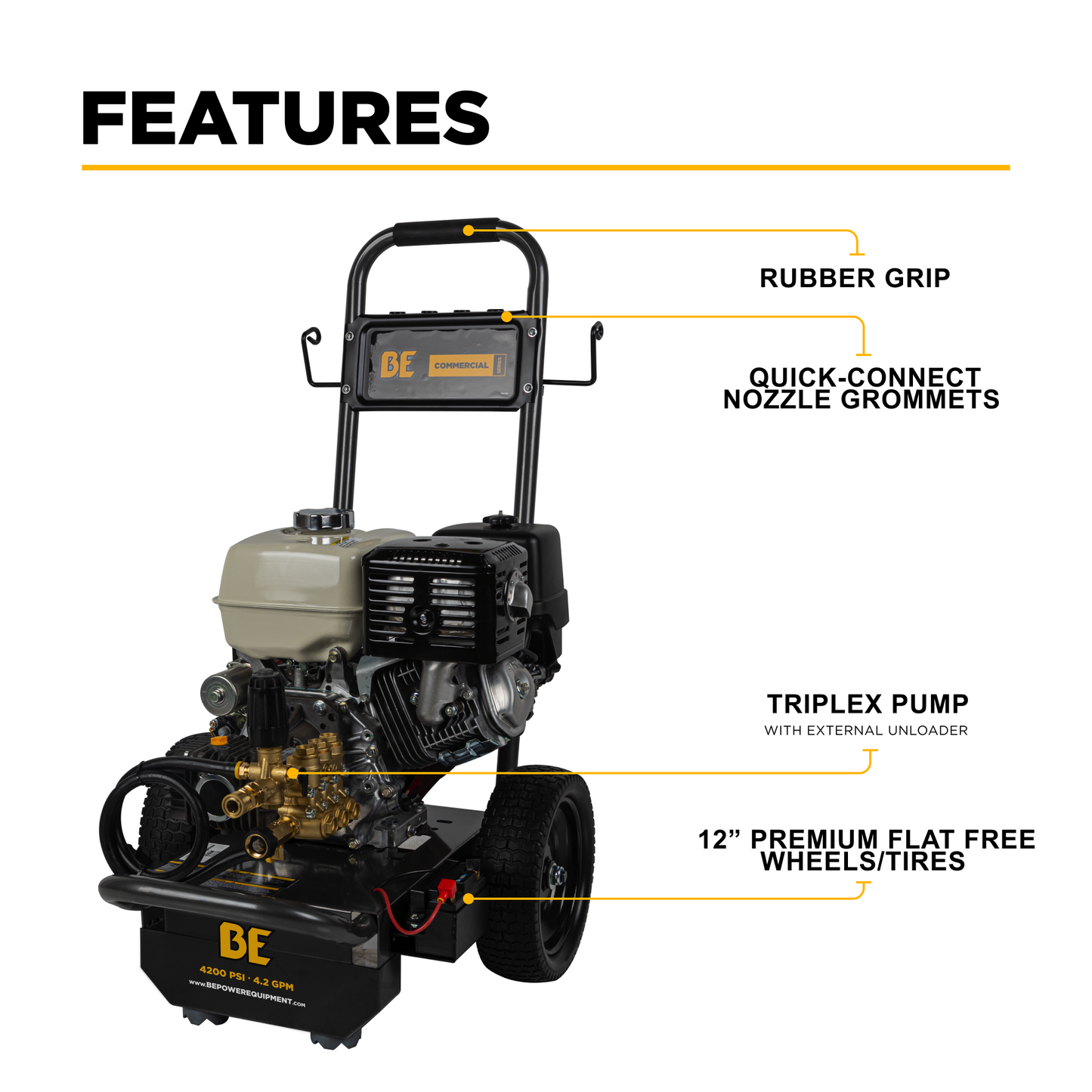 4,200 PSI 4.2 GPM Cold Water Gas Pressure Washer - B4213HESCS