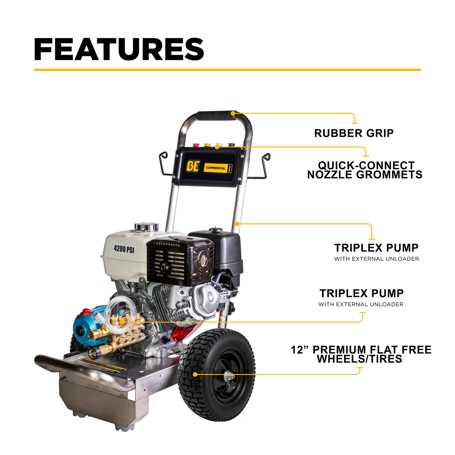 4,200 PSI 4.2 GPM Cold Water Gas Pressure Washer - B4213HSJ