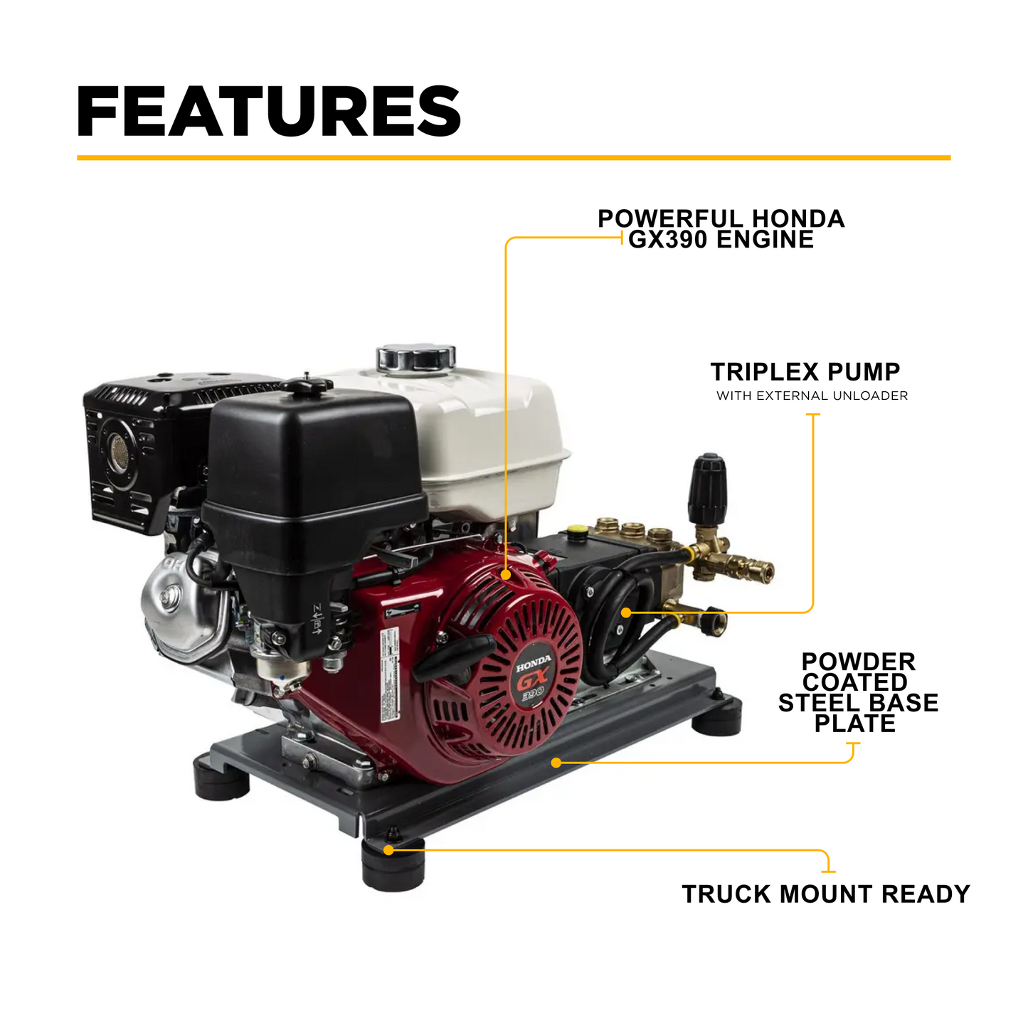 4,200 PSI 4.2 GPM Truck Mount Cold Water Gas Pressure Washer - B4213HTBGS