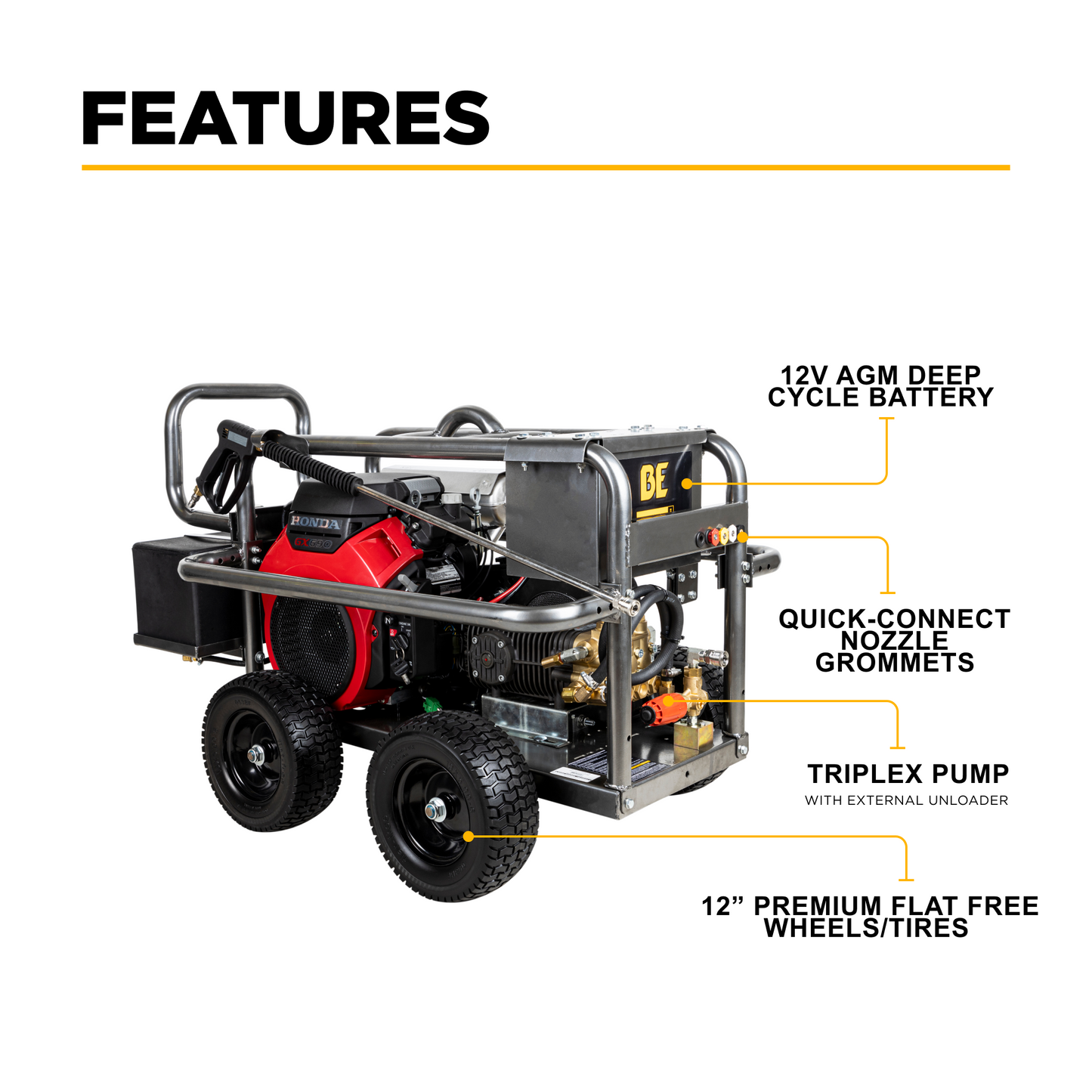 5,000 PSI 5.0 GPM Cold Water Gas Pressure Washer - PE-5024HWEBCOM