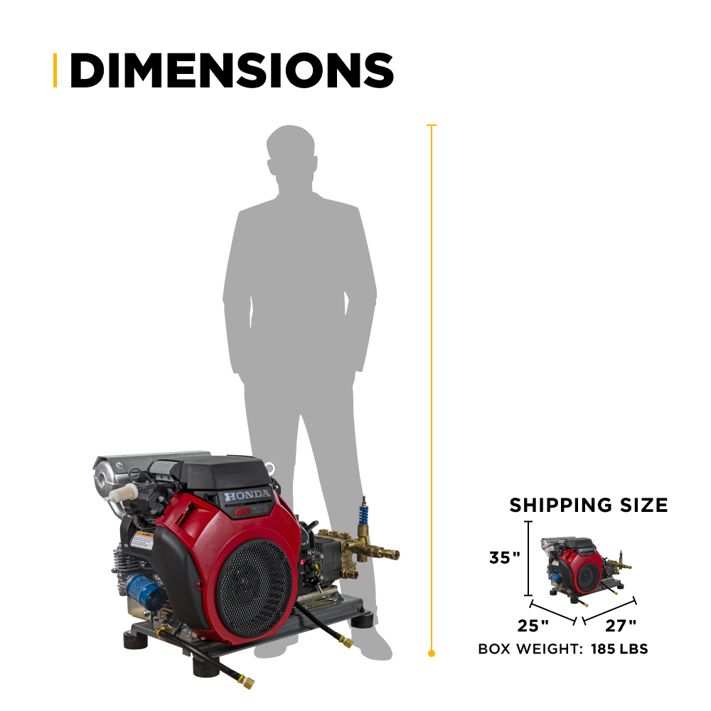 Nettoyeur haute pression à essence de 5 000 PSI - 5,0 GPM avec moteur Honda GX690 et Triplex