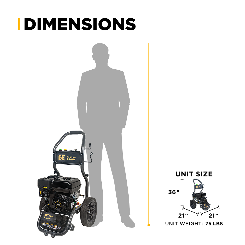 3,200 PSI 2.5 GPM Cold Water Gas Pressure Washer - BE327PX
