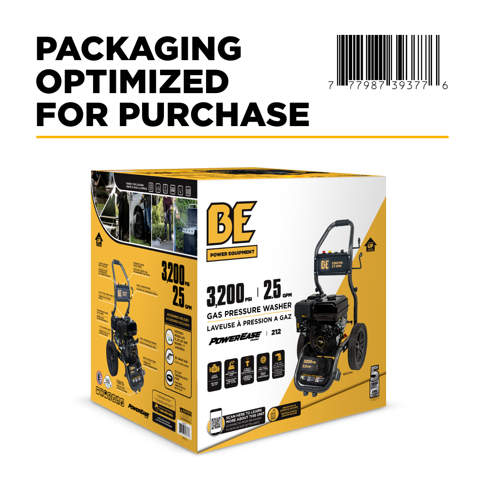 3,200 PSI 2.5 GPM Cold Water Gas Pressure Washer - BE327PX